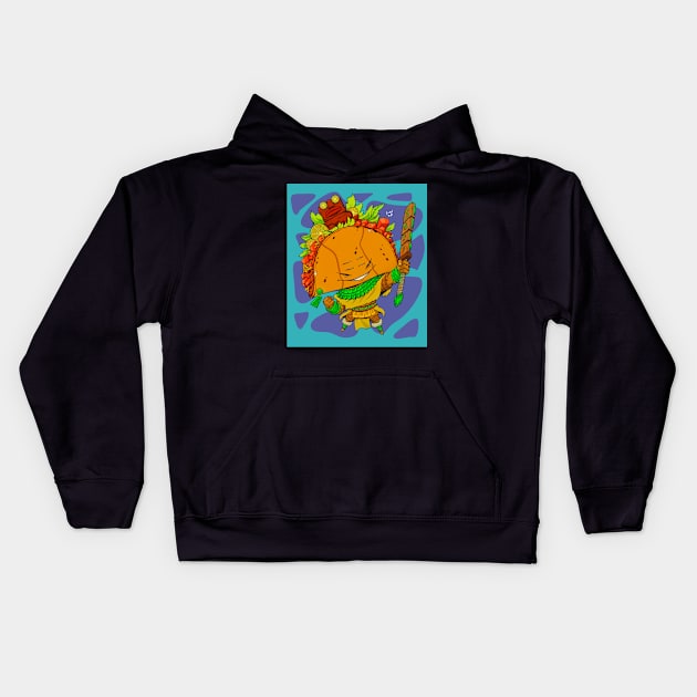 Aztec Taco warrior - background Kids Hoodie by Breakfast Knight 